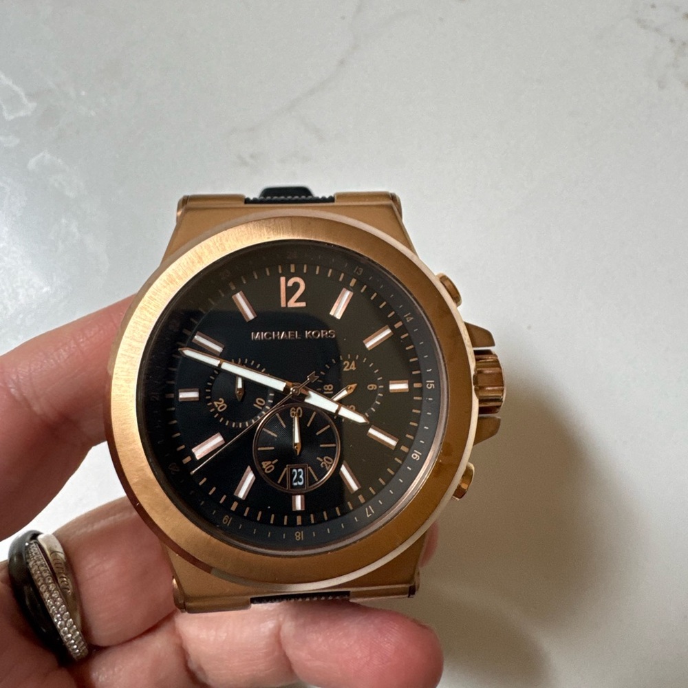 Michael Kors Black and Gold Chronograph Watch